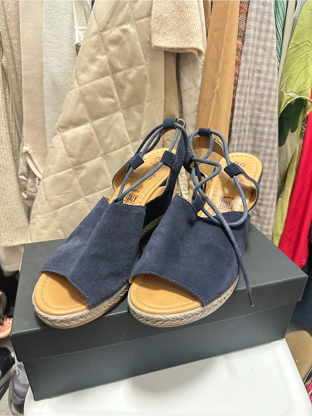 Seychelles Navy Suede Lace-Up Espadrilles